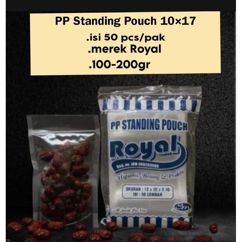PP Standing Pouch Royal 10x17 isi 50 Lbr / Zipper / Plastik Double Seal