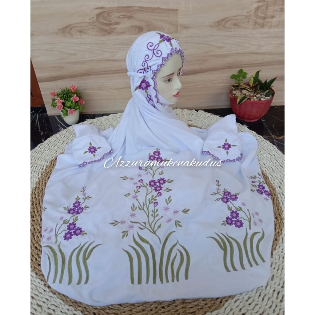 MUKENA TERUSAN DEWASA MOTIF ILALANG PUTIH