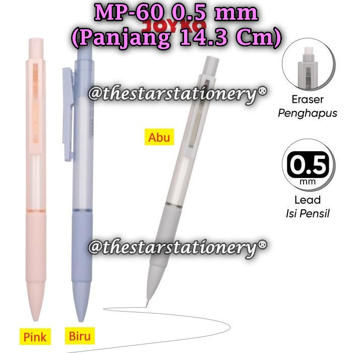 

(1 Biji) Pensil Mekanik JOYKO MP-60 0.5 mm BISA PILIH WARNA / Mechanical Pencil Joyko MP-60 (1 Biji)