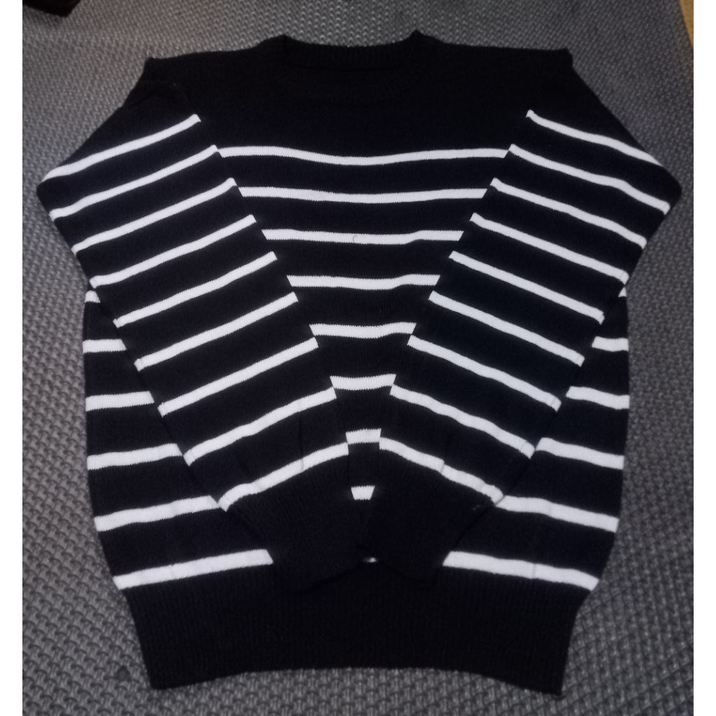 baju rajut motif garis garis sweater rajut atasan wanita blouse baju rajut kekinian