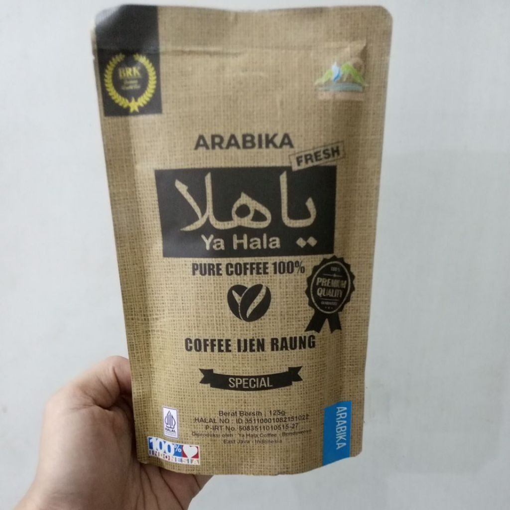 

YA HALA COFFE IJENG RAUNG ARABIKA PREMIUM QUALITY BERAT BERSIH 125GR