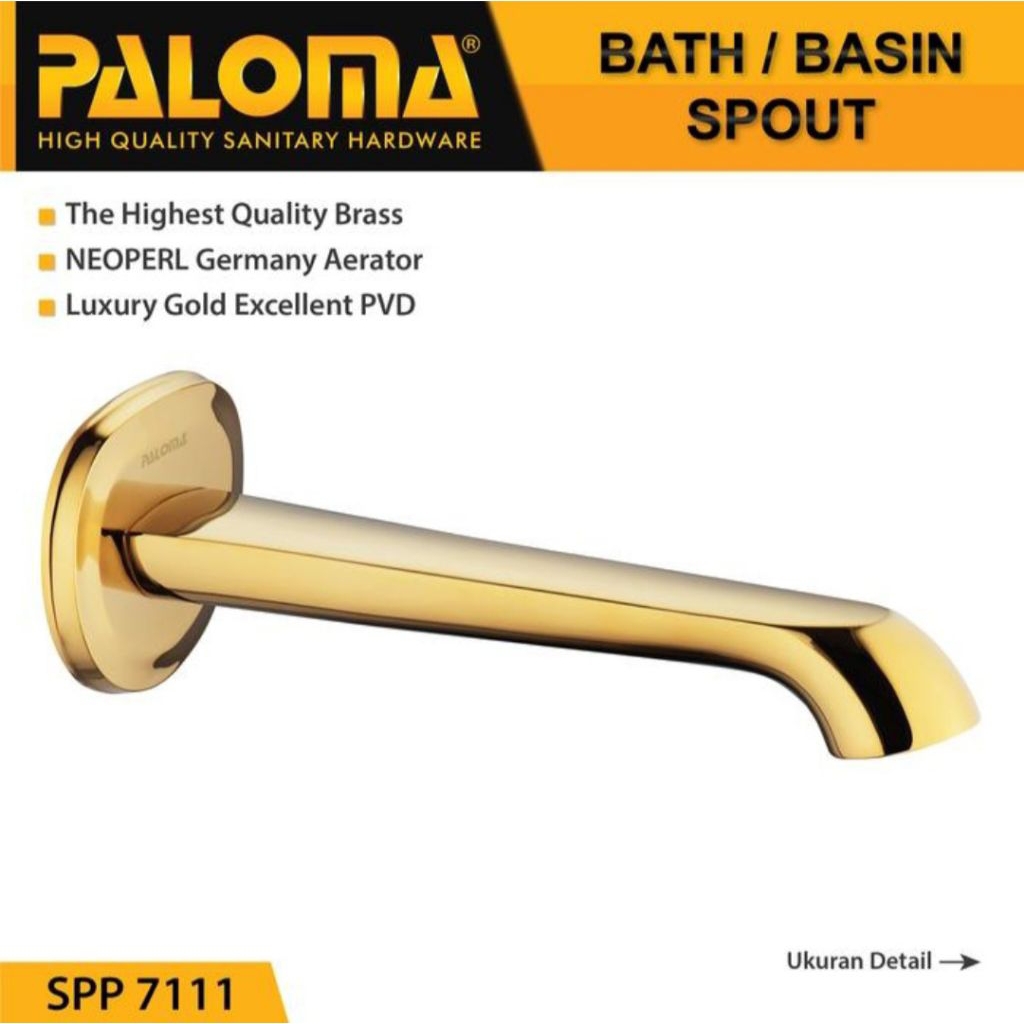 Spout Shower Kran Keran Tanam Paloma SPP 7111 Luxury Gold