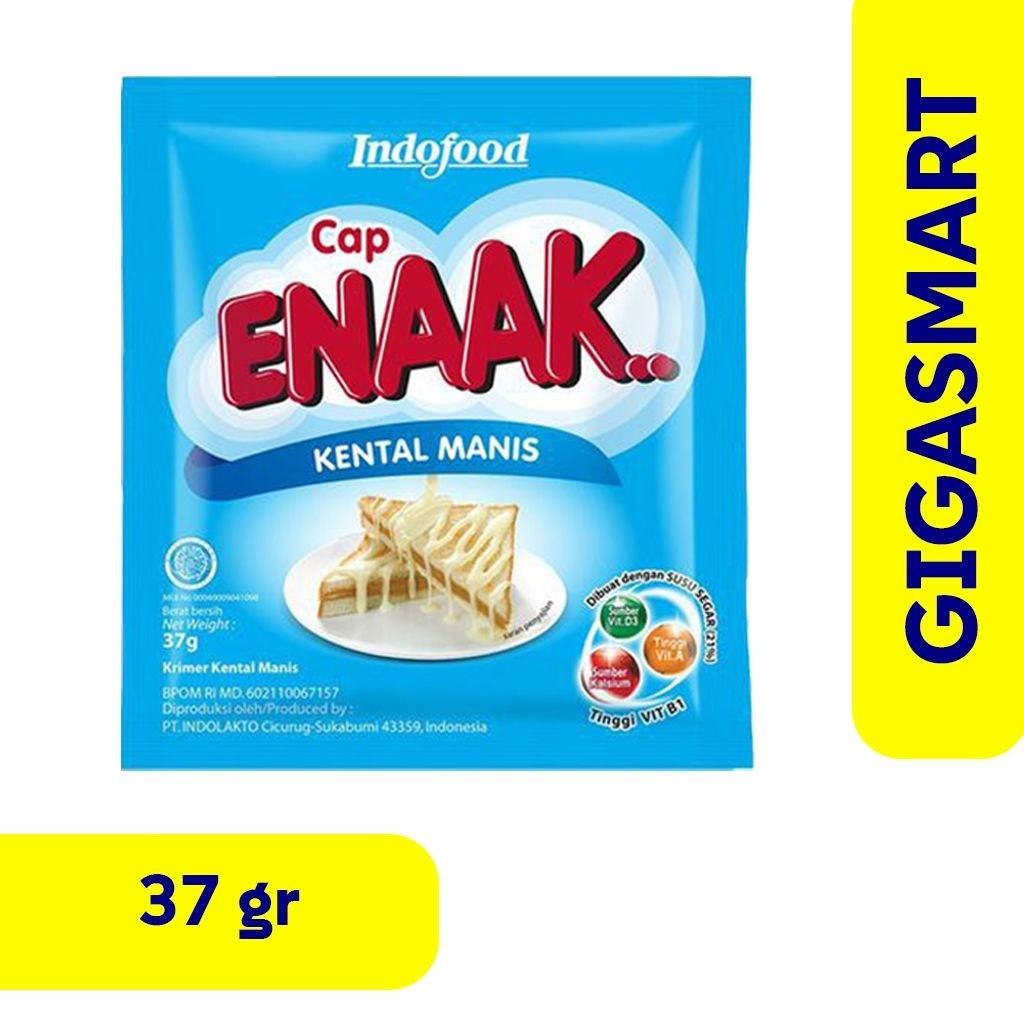 

Susu Kental Manis Cap Enaak Plain (Putih) Kemasan Sachet 37gr, 1 pcs