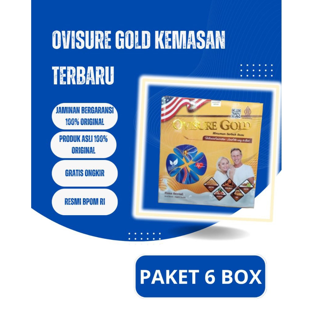 

PAKET 6 BOX NEW OVISURE GOLD MILIK SUSU VITAMIN TULANG DAN SENDI NYERI OTOT KERAM KEBAS
