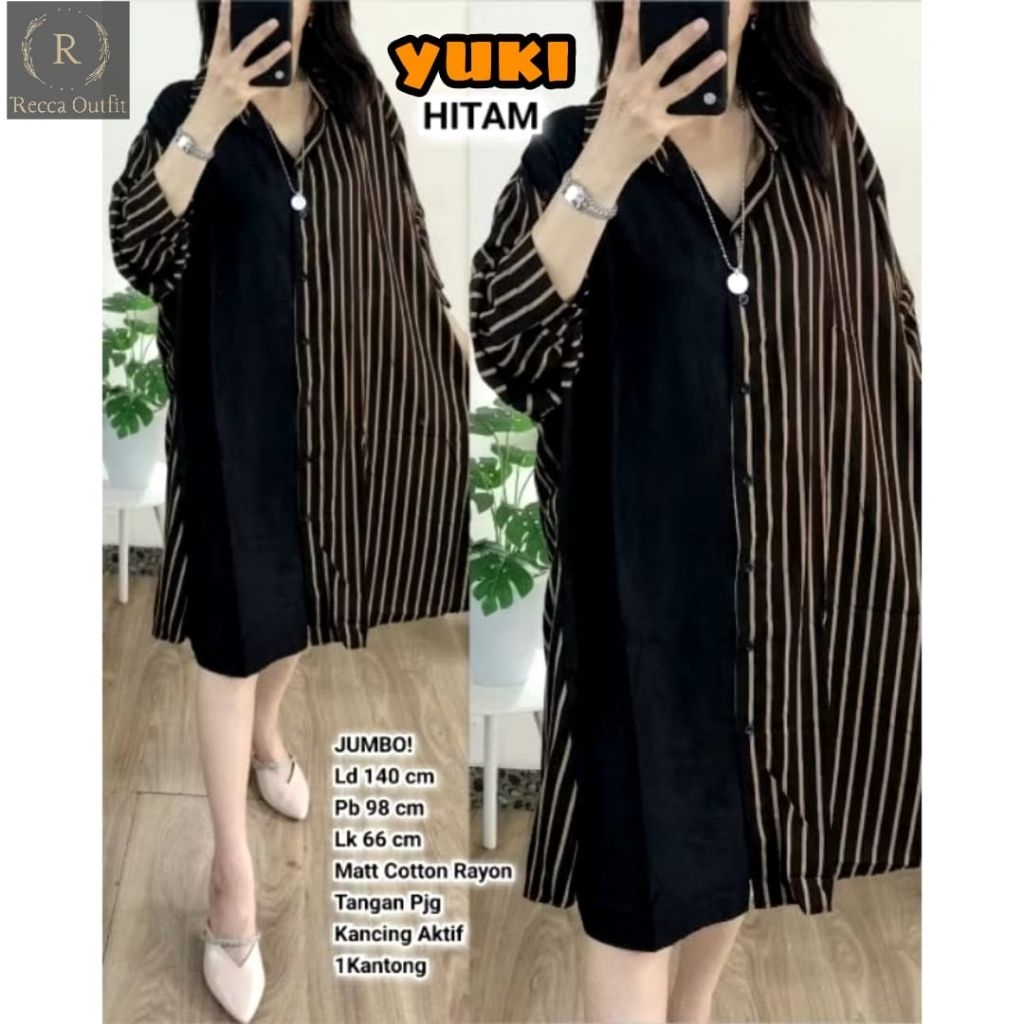 ATASAN LONG TUNIK JUMBO/YUKI/LONG TUNIK WANITA KATUN RAYON JUMBO LD 140 CM FIT XXXXL