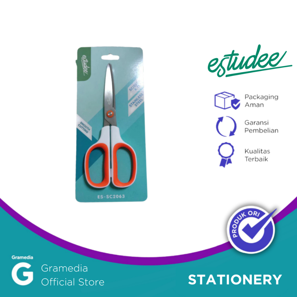 

Gramedia Pettarani - GUNTING ESTUDEE SCISSORS 6.75" WHITE-ORANGE