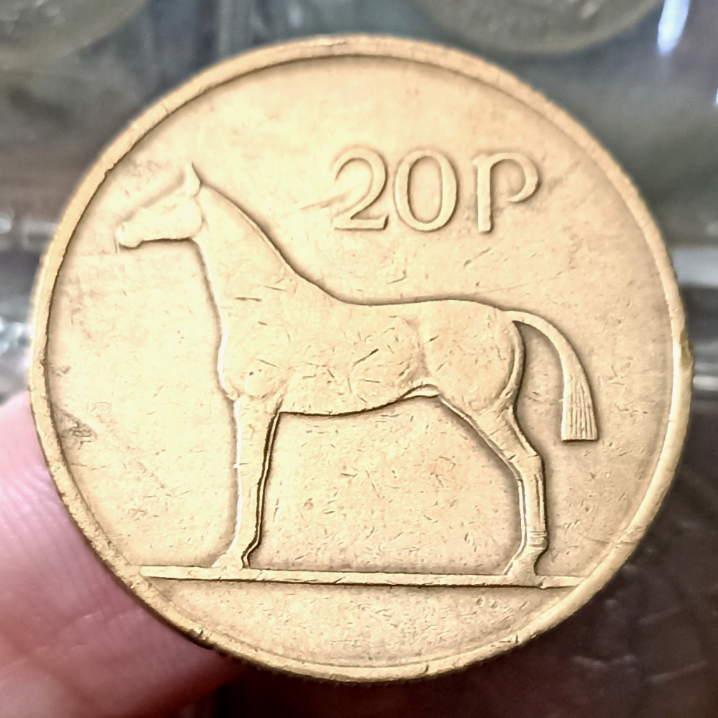 Koin Kuno Ireland hunting horse 20 Pence Tahun 1986