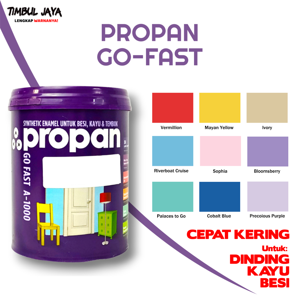 Propan Cat Besi Hijau Sage Kuning Biru Pink Tosca Doff dan Gloss Eksterior Go Fast 0,9L Interior