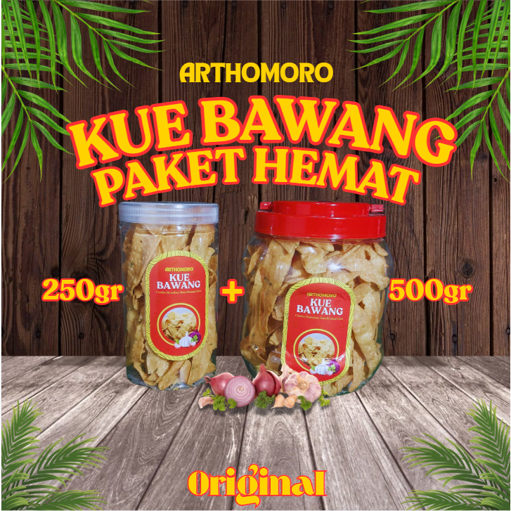 

Arthomoro - Kue Bawang Original Paket Hemat 250gr+500gr | Kue Bawang Petak | Keripik Bawang | Keripik Pangsit