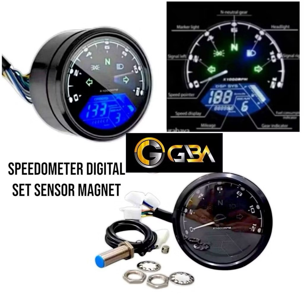 Speedometer Babon Digital Model Bulat Spidometer Led Custom Spido Babon + Sensor Universal Semua Mot