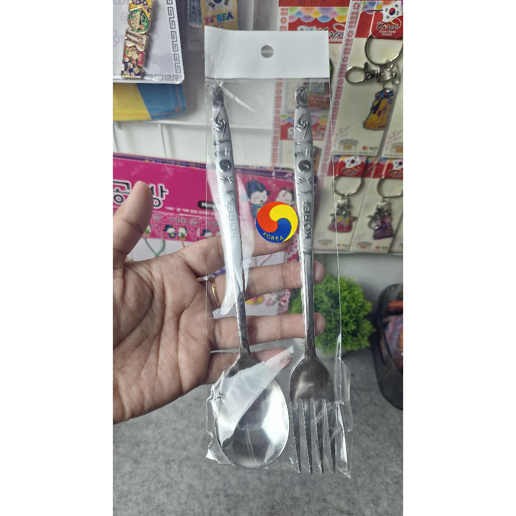 souvenir korea asli - alat makan sendok garpu stainless oleh-oleh korea