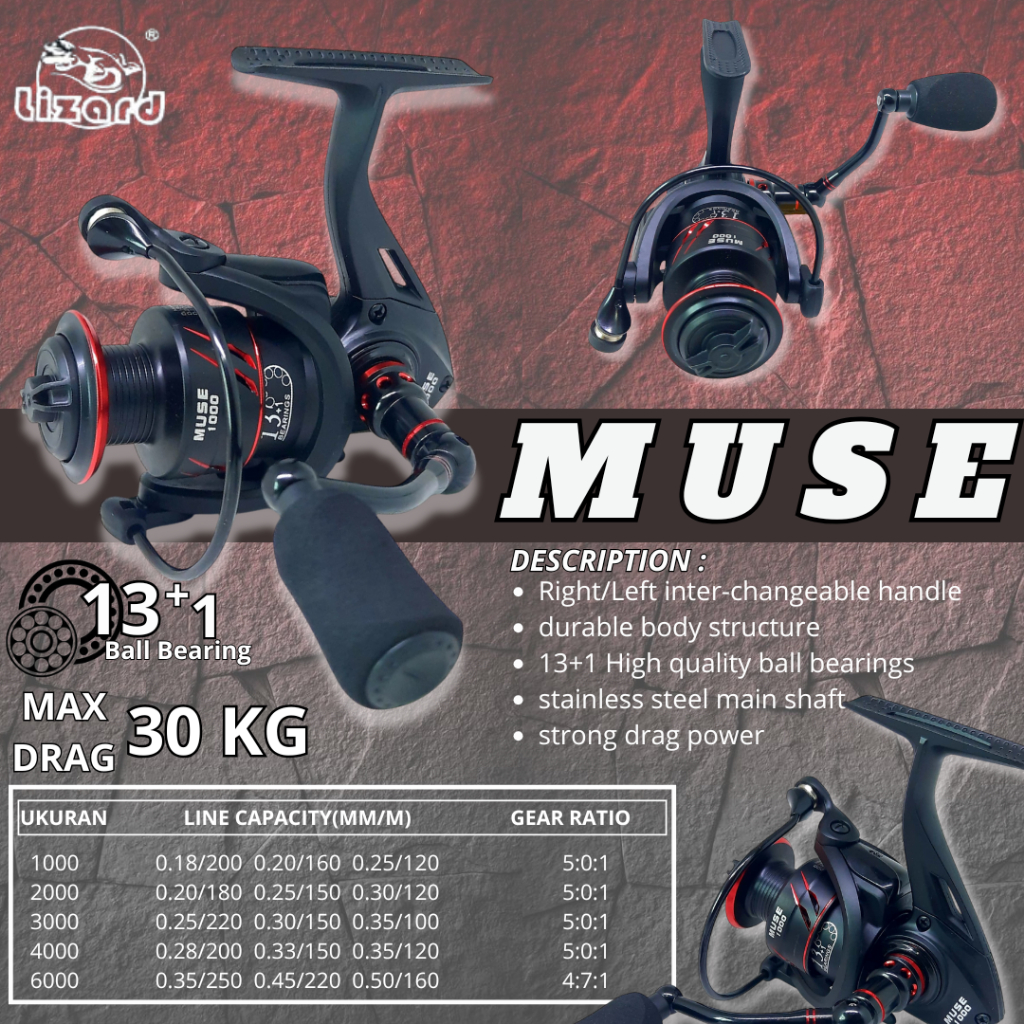 REEL PANCING  POWER HANDLE LIZARD MUSE 6000