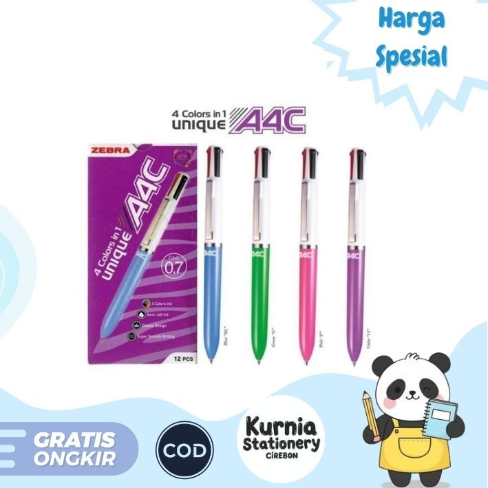 

ZEBRA Pulpen / Ballpoint A4C MULTI COLORS 4 WARNA 0.7mm Satuan ( Satuan )