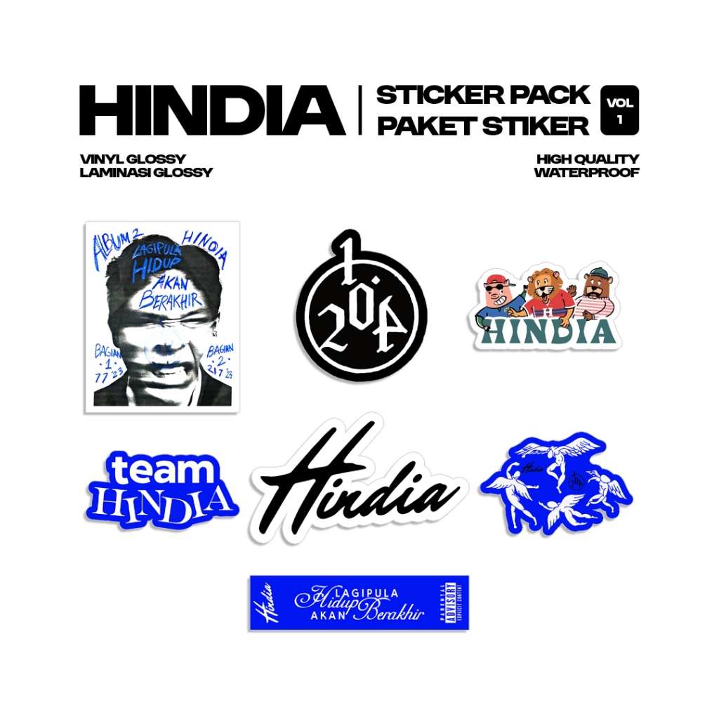 

Hindia - Sticker Pack Vol 1 | Stiker Band | Sticker Vinyl | Stiker Helm | Stiker Tumbler | Stiker Hindia