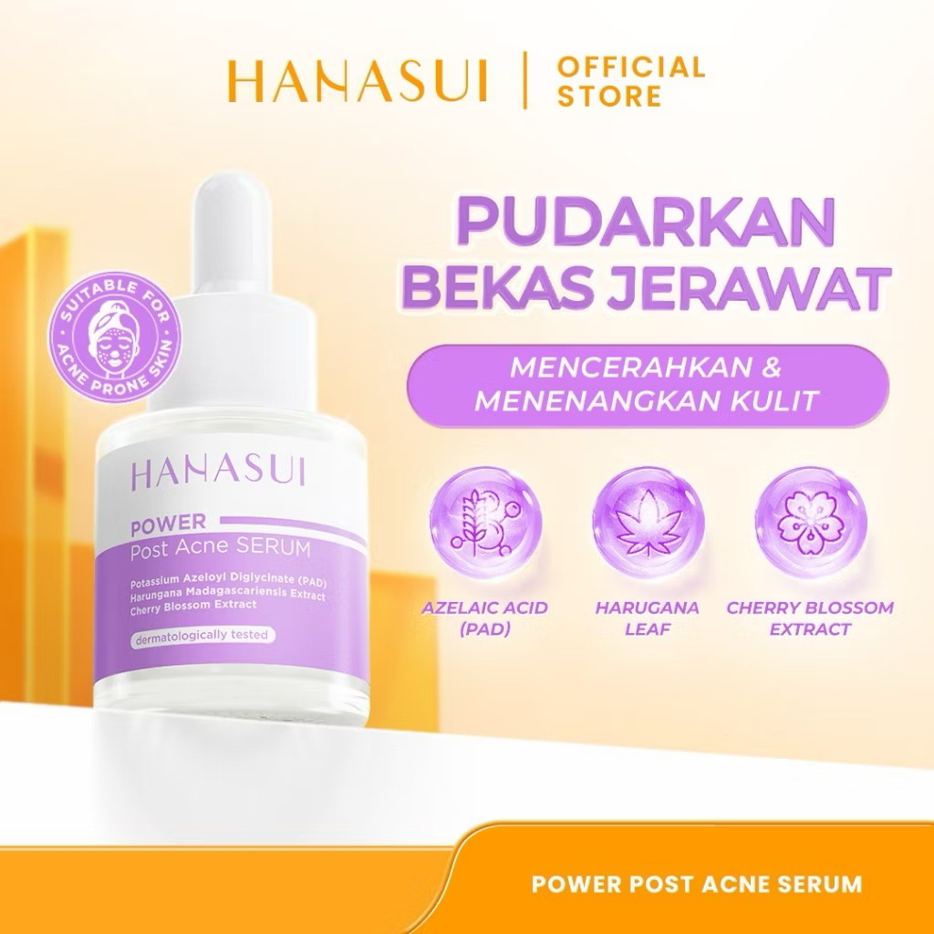 Hanasui Power Post Acne Serum - Pudarkan Bekas Jerawat, Mencerahkan Dan Mengurangi Kemerahan Cegah J