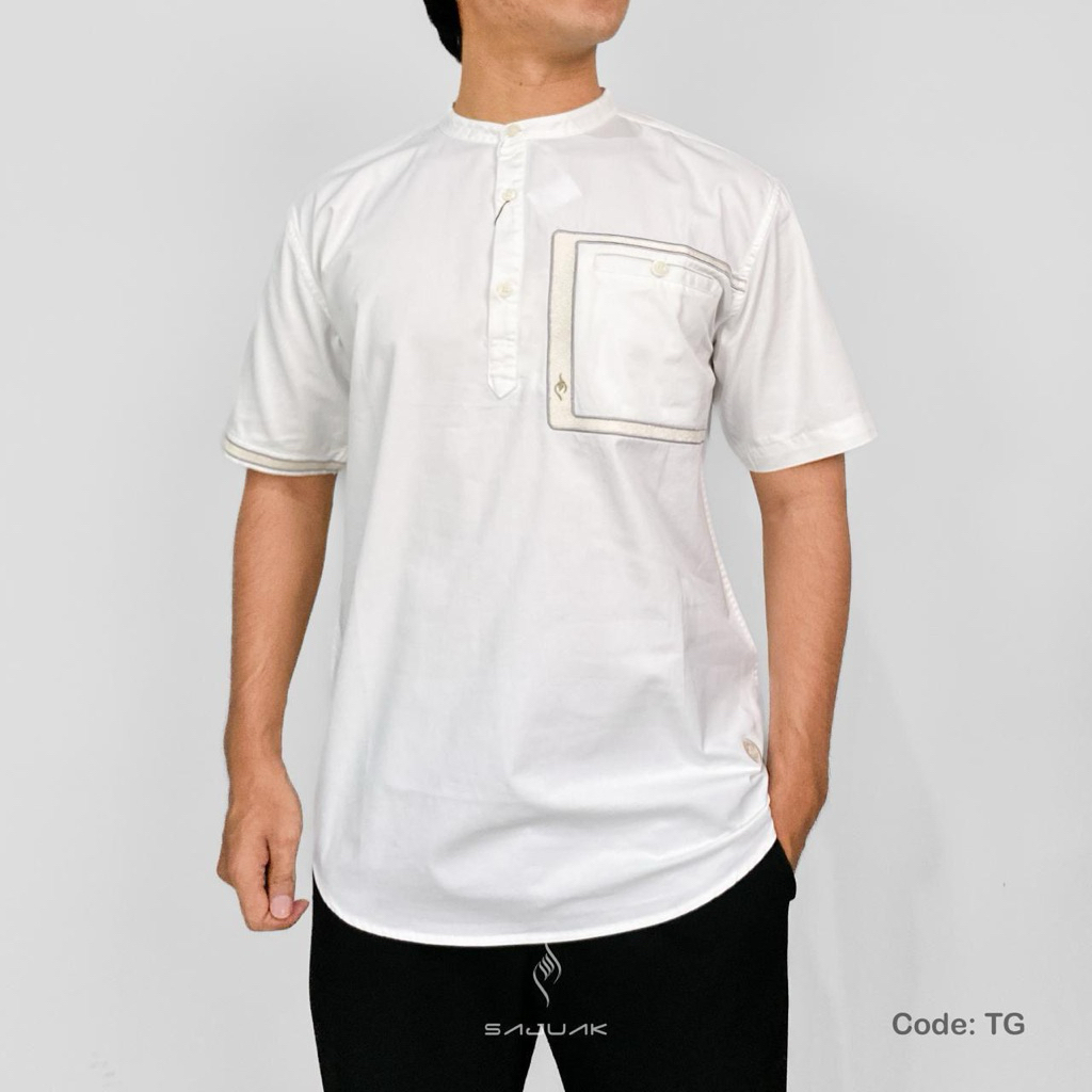 BAJU KOKO BORDIR SAJUAK/ BAJU KOKO LENGAN PENDEK SAJUAK MUSLIM WEAR/ BAJU MUSLIM PRIA KOKO AKBAR