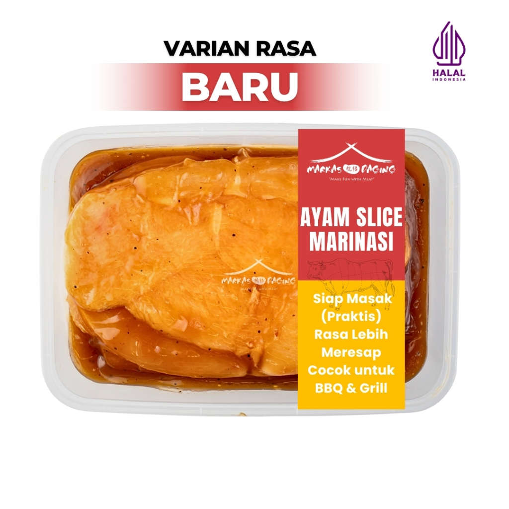 

AYAM Marinasi Ayam Fillet Slice | Daging Ayam Fillet Dada Marinasi BBQ 350gr - Markasdaging