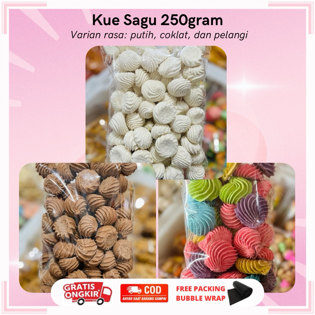 

KUE SAGU MINI 250GRAM | KUE SAGU PUTIH COKLAT PELANGI PREMIUM