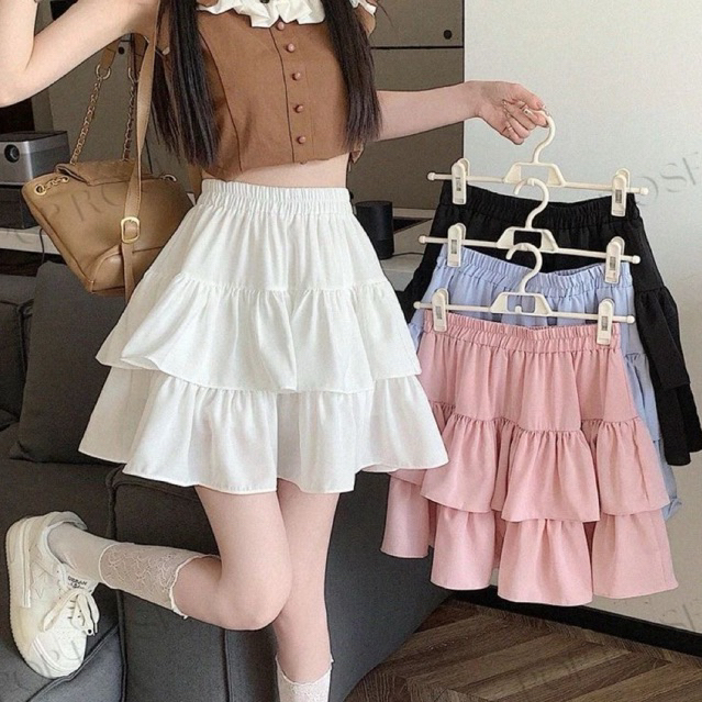 Rok POLLY Mini Skirt Susun Pendek / Rok Wanita Pendek