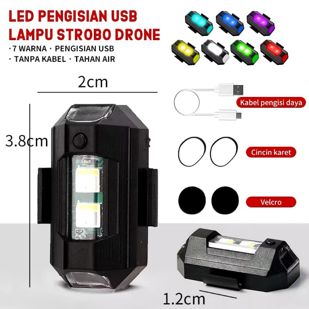 ORIGINAL LAMPU LED KEDIP PESAWAT RGB LED AIRCRAFT PLANE 7 WARNA USB MOBIL MOTOR BANYAK MODE Motor Pe