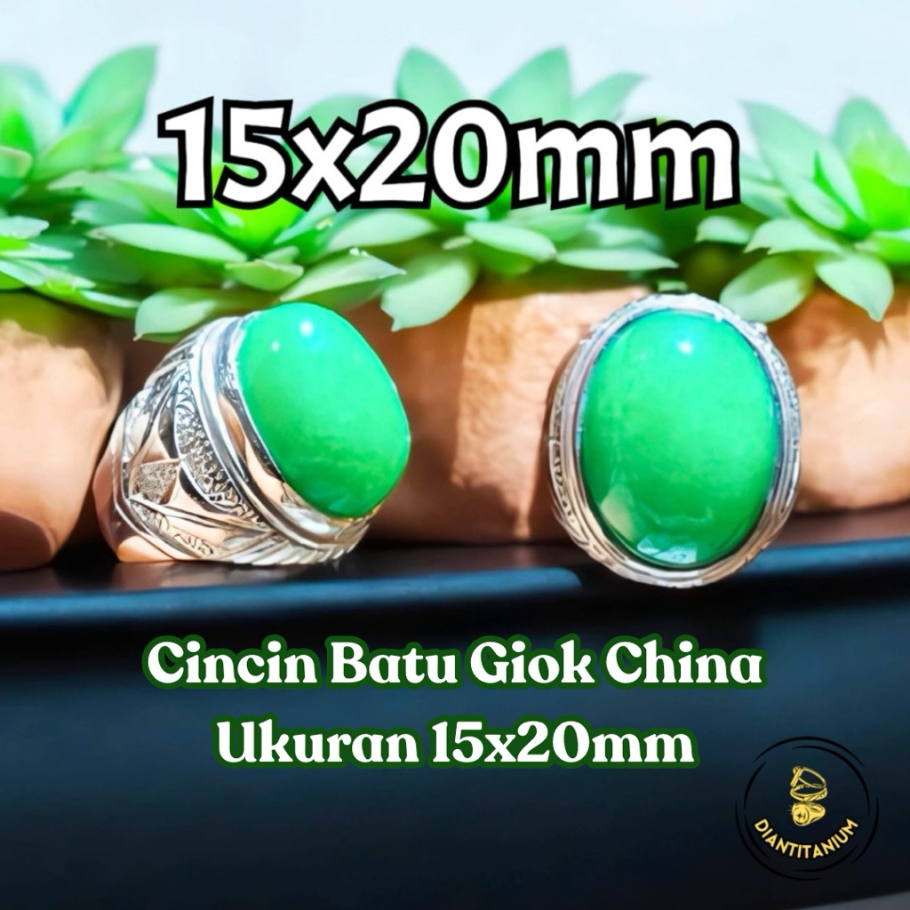 Cincin Batu Giok China Ukuran 15x20mm