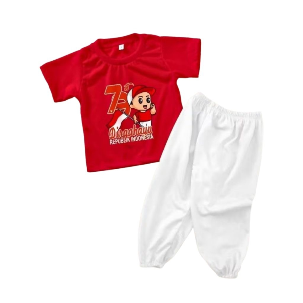 Setelan joger merah putih/set joger kemerdekaan anak cewek cowok