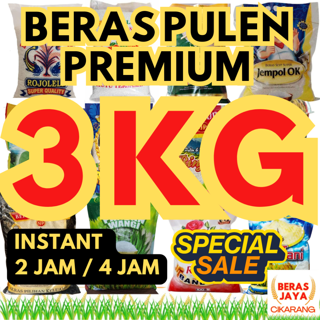 

(SPESIAL SALE SHOPEE!!) Promoo Beras Kualitas Terjamin Bersih Bebas Kutu Super Pulen 3 kg Murah