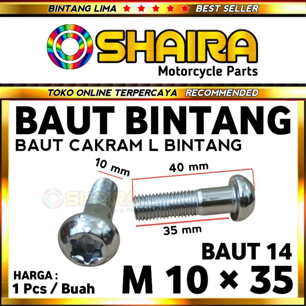 BAUT CAKRAM L BINTANG / BAUT BINTANG KALIPER / BAUT CAKRAM L BINTANG M10 × 35 GALVANIS BAUT BINTANG 