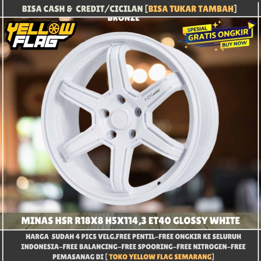 Velg Hsr Minas Ring 18 Baut 5x114,3 Warna Putih Model Palang 6 Untuk Creta Biante Voxy Alphard R18
