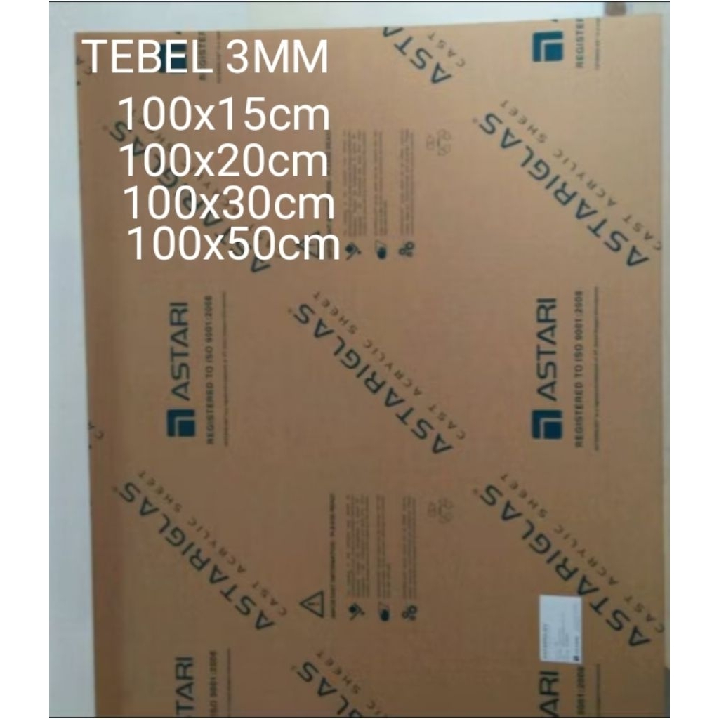 

Akrilik Lembaran Bening 3MM 100 x 15cm / 100 x 20cm / 100 x 30cm / 100 x 50cm