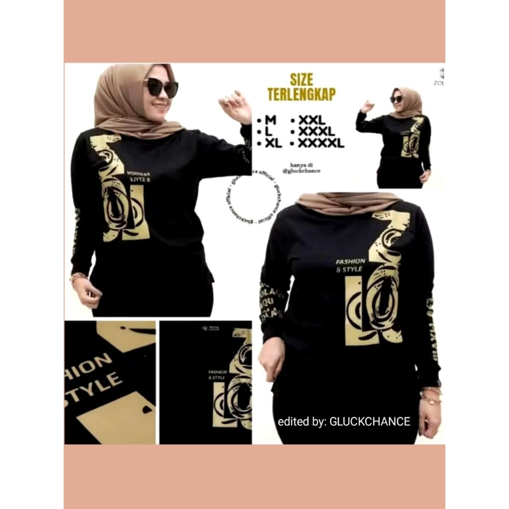 BAJU ATASAN KAOS DISTRO ZOLAQU POLOS TSHIRT HITAM VITATUS TEBAL ZLQ WANITA LENGAN PANJANG KOMBINASI 