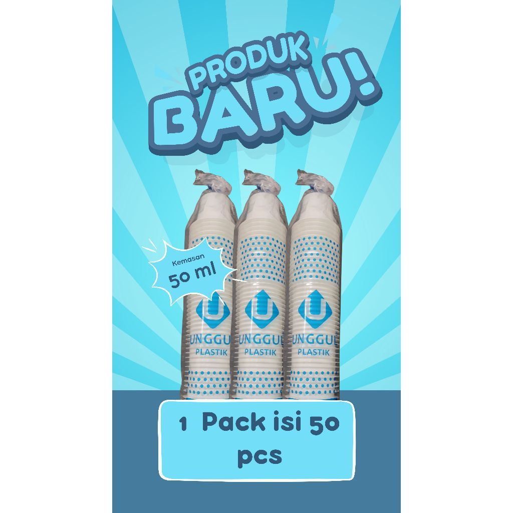 Cup/Eskrim/Es Krim/Ice Cream 50ML Gelas Plastik Mini Putih Susu Isi 50pcs untuk Ice Cream
