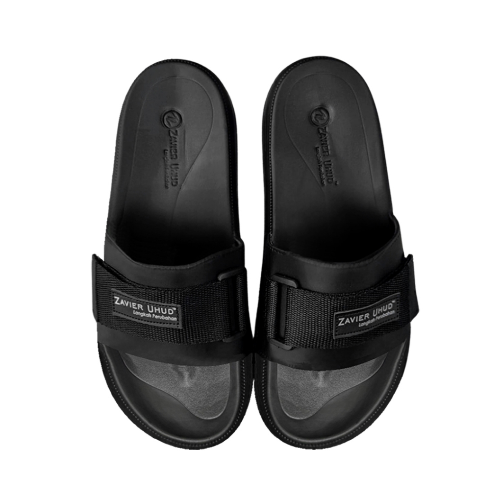 Zavier Uhud - Sentani Black Strip | Sandal Pria Wanita Sendal Selop Anti Licin