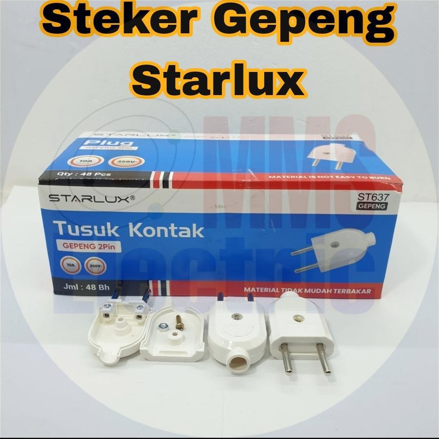 Steker Colokan Putih STARLUX TIPIS KUNINGAN ASLI