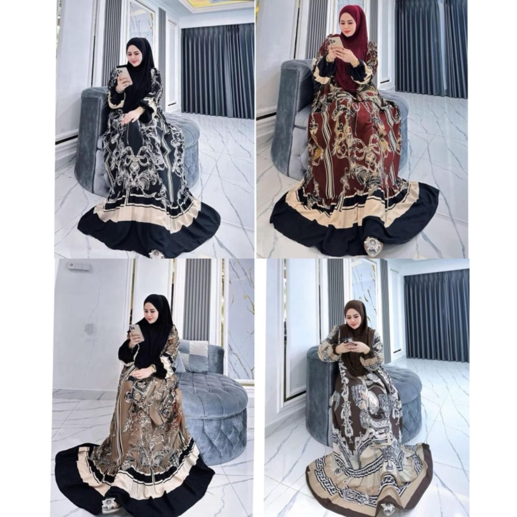 Set Hijab Audya Gamis Set Hijab Jersey MaxiDress Dress Set Hijab