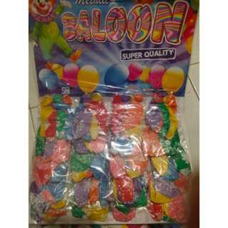 Balon Renteng Metalik 2,8gr 4 warna, balon latex, balon ulangtahun, balon murah (1Papan isi 100pcs)