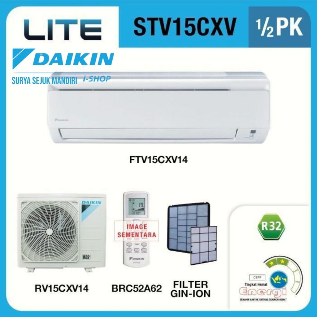 AC DAIKIN MALAYSIA 0.5PK FTV15CXV DAIKIN AC STANDART DELUXE MALAYSIA 1/2PK R32 FTV15CXV STV15CXV