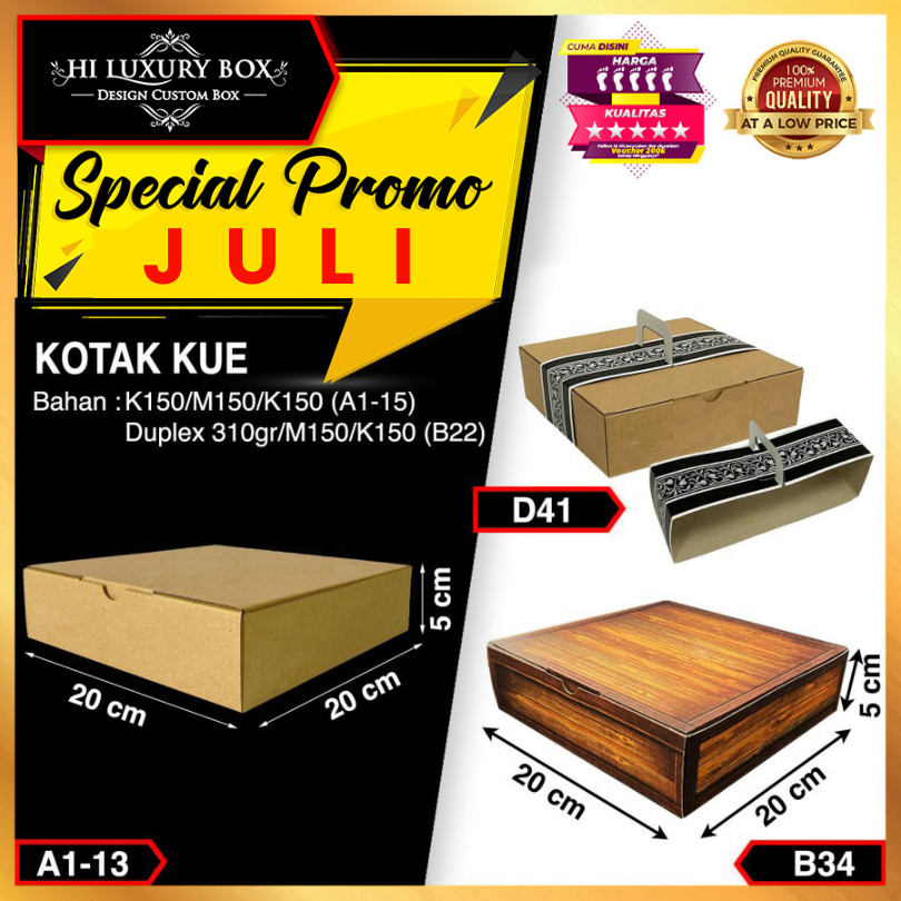 

Kotak Kue | Dus Kue | Kotak Serbaguna | Kotak Murah Kraft 20X20X5 Box Packaging Polos|A1-13
