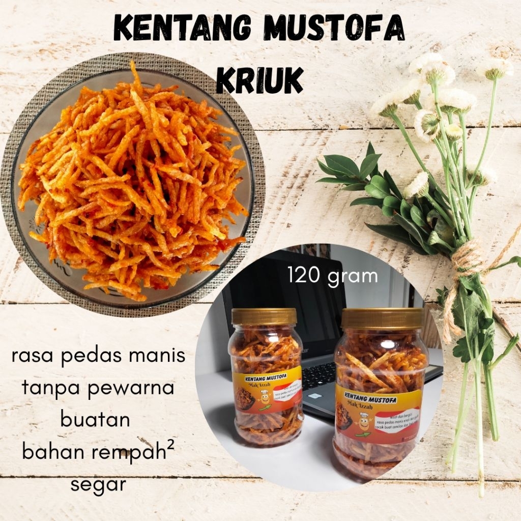 

Kentang Mustofa Kriuk Pedas Manis Balado Kemasan Toples 120 Gram Lauk Kering Tahan Lama