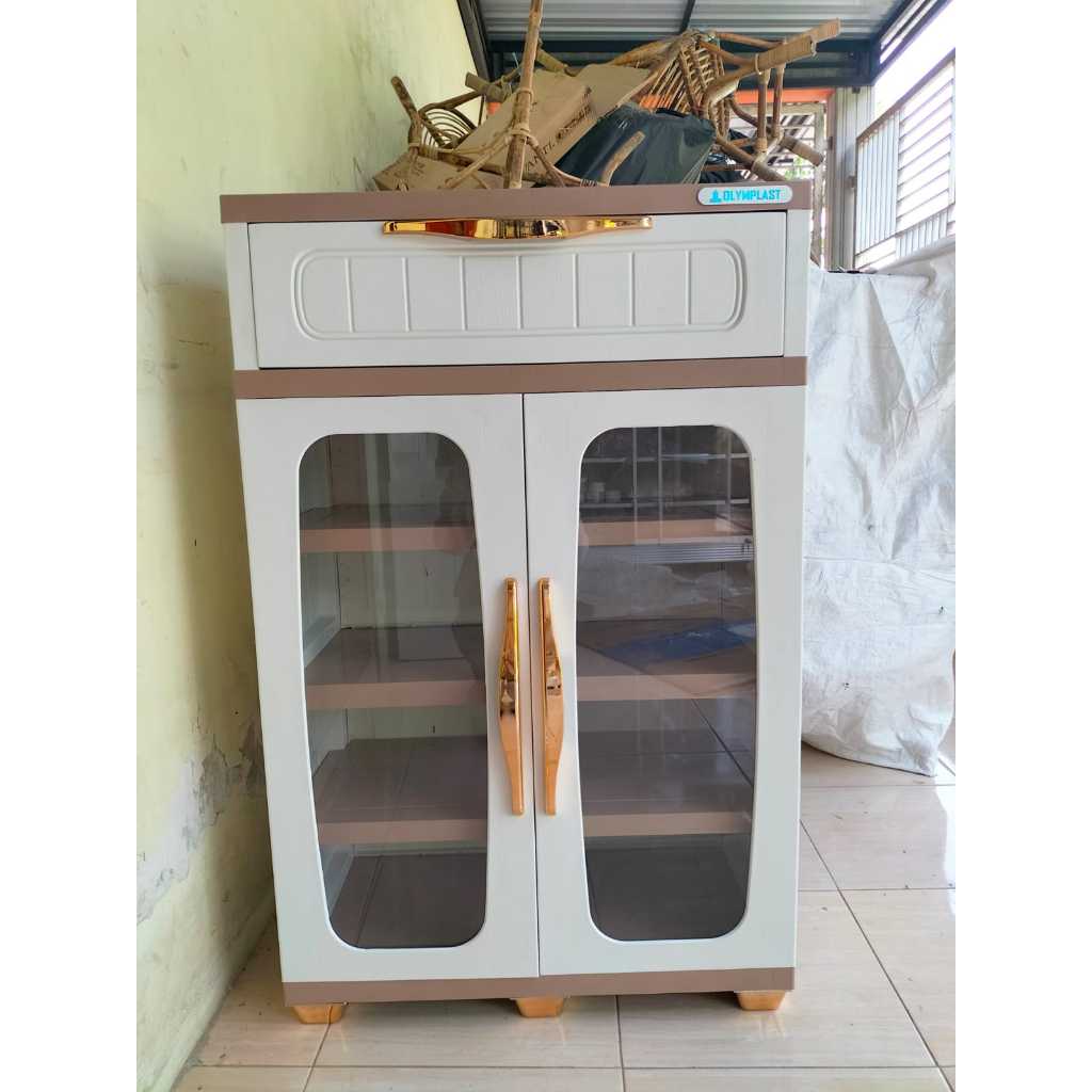 Olymplast SRO 2K1L / Rak Sepatu Plastik / Rak Sepatu Susun Tertutup / Rak Sepatu Kaca