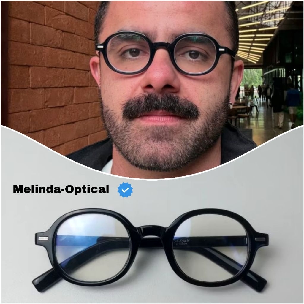 Frame Kacamata Pria Unik Model Bulat Bisa Minus/Clinder/Baca Lensa Antiradiasi Photocromic Blueray,K