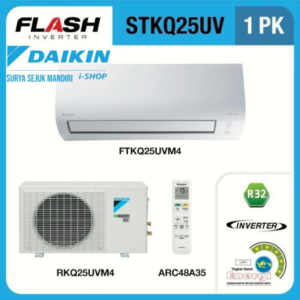 AC DAIKIN THAILAND FLASH INVERTER 1PK FTKQ25UV R32 DAIKIN AC FLASH INVERTER 1PK R32 FTKQ25UV STKQ25U