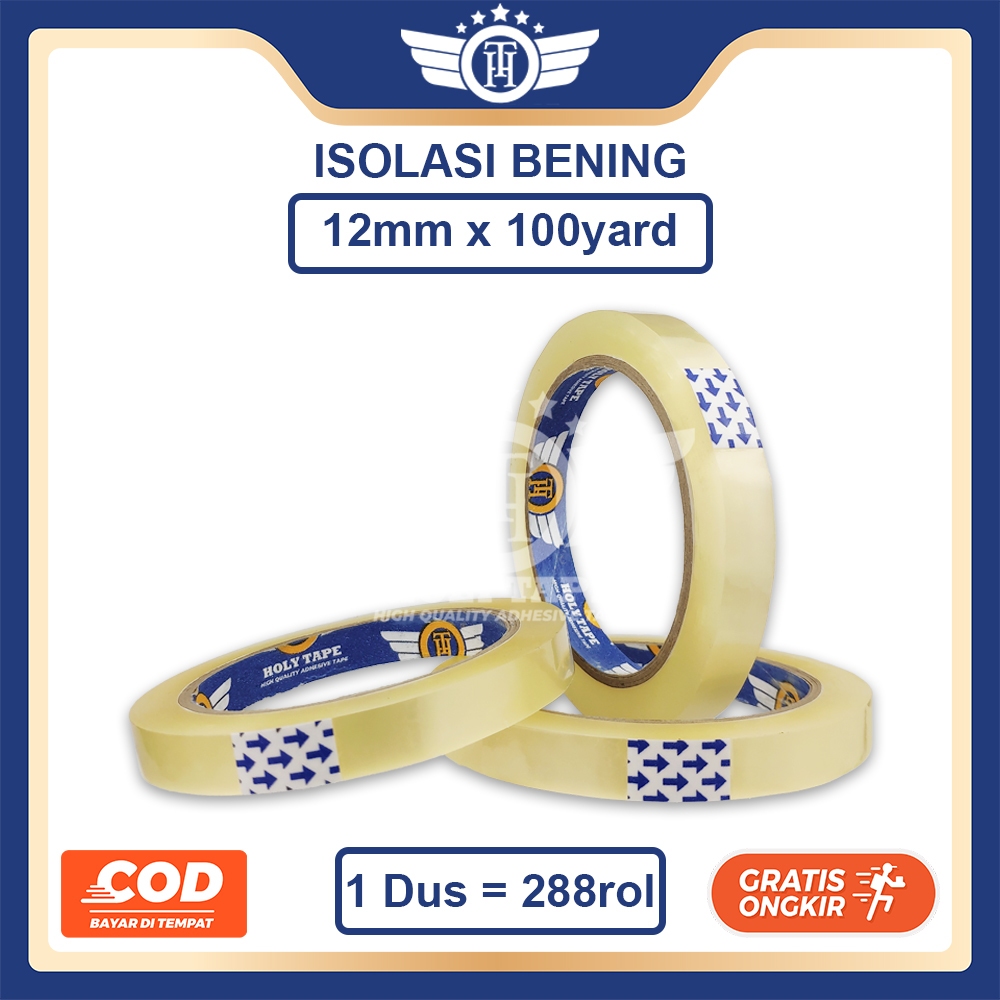 

ISOLASI SOLASI SOLATIP 1/2 INCH (12MM) X 100 YARD HOLYTAPE BENING KUALITAS PREMIUM