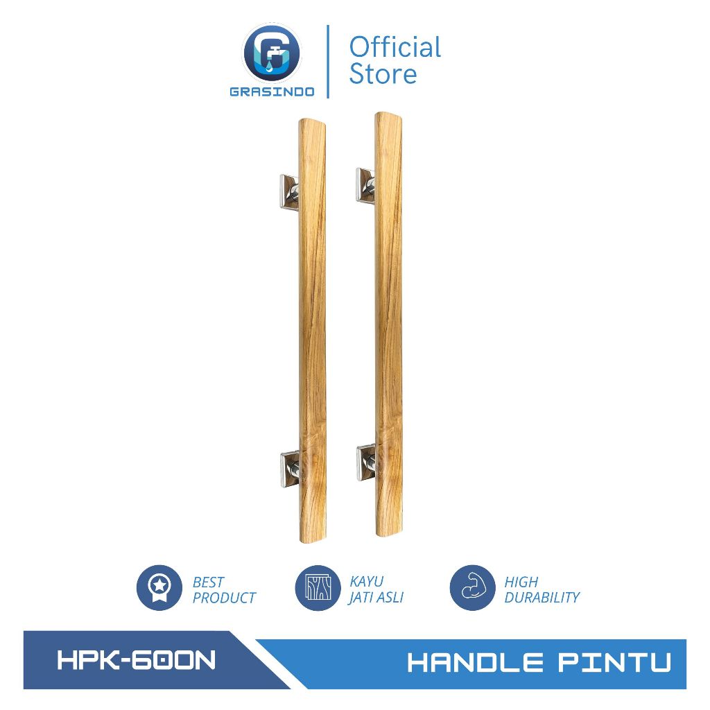 GIG Handle Pintu Kayu Jati Asli Oval 60 Cm / Gagang Pintu Kayu Jati Oval 60 Cm / Pegangan Pintu Kayu