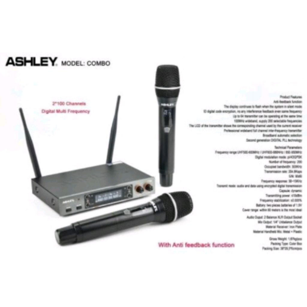 Mic Wireless Ashley COMBO ANTI feedback Original