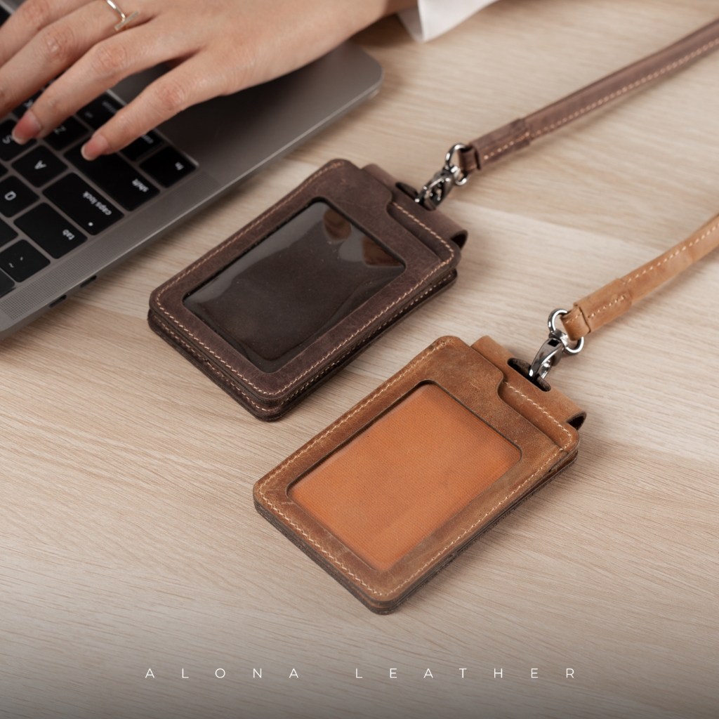 

Alona Leather Berly Landyard - Id Card Name Tag Kulit Sapi Asli