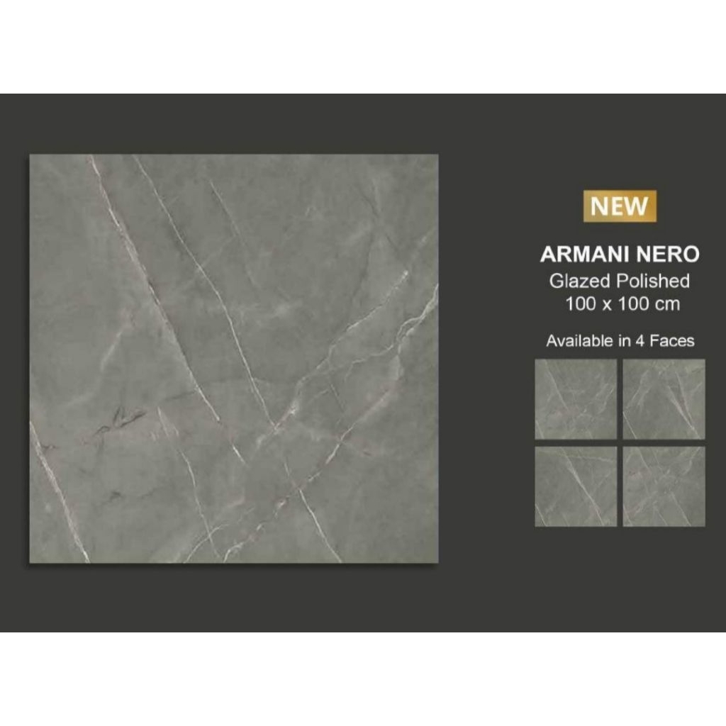 GRANIT MEREK VALENTINO GRESS TYPE ARMANI NERO UKURAN 100X100 GLAZED POLISHED