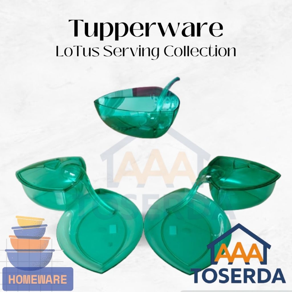 AAA Toserda | Tupperware Lotus Serving Set | Wadah Saji Elegan 5pcs | Mangkuk Besar 4L + 2.2L + Piri