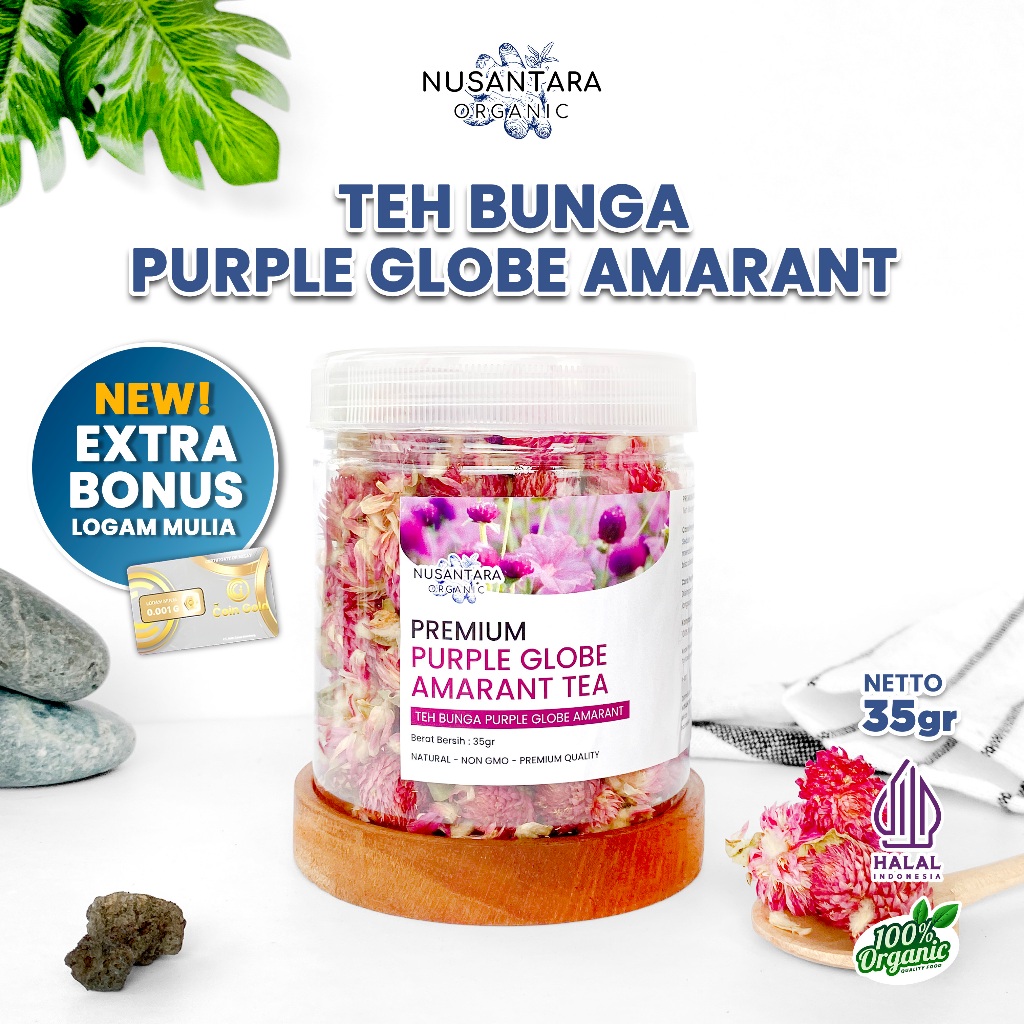 

Nusantara Organic Teh Globe Amaranth Tea Minuman Herbal Kering Siap Seduh Asli Bunga Alami 35Gr