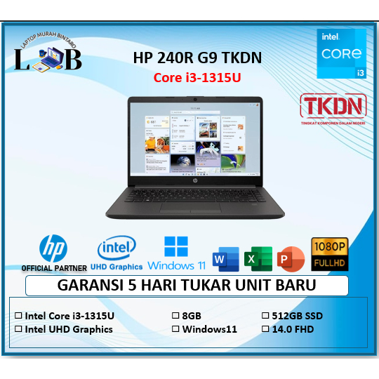 HP 240R G9 I3 1315 8GB 256GB W11 14.0FHD